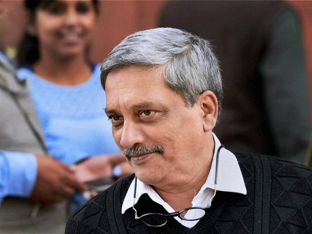 Defence minister Manohar Parrikar at Parliament House during the winter session, on Friday.(PTI)