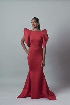 For the Brunch shoot, PV Sindhu transforms into a diva. In a crimson Gauri-Nainika gown, she radiates grace, poise and the looks of a winner. (Reuben Singh)