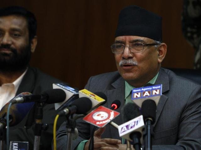 Nepalese prime minister Pushpa Kamal Dahal, also known as Prachanda (R), talks with the media at a press conference in Kathmandu. (AFP Photo) Nepalese prime minister Pushpa Kamal Dahal, also known as Prachanda (R), talks with the media at a press conference in Kathmandu. (AFP Photo)
