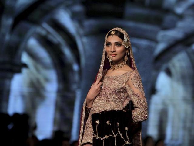 A look designed by Shazia Kiyani at the couture week. (AP) A look designed by Shazia Kiyani at the couture week. (AP)