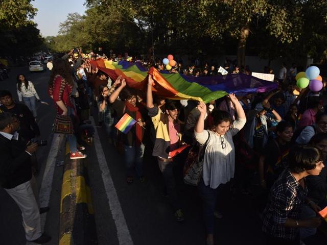 One of the organisers, Rituparna Borah, said this year’s parade saw a greater participation than the last year, with around 800-1,000 people turning out. (Virendra Singh Gosain/HT PHOTO) One of the organisers, Rituparna Borah, said this year’s parade saw a greater participation than the last year, with around 800-1,000 people turning out. (Virendra Singh Gosain/HT PHOTO)