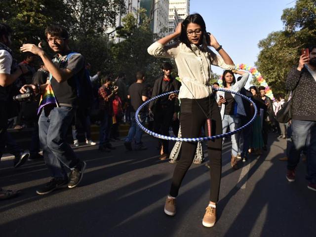 The Parade is a yearly festival, held on the last Sunday of November, to honour and celebrate lesbian, gay, bisexual, transgender, intersex and many gender and sexual non-conforming people, and their supporters. (Virendra Singh Gosain/HT PHOTO) The Parade is a yearly festival, held on the last Sunday of November, to honour and celebrate lesbian, gay, bisexual, transgender, intersex and many gender and sexual non-conforming people, and their supporters. (Virendra Singh Gosain/HT PHOTO)