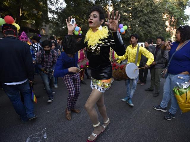 “People from all walks of life, identifying with different sexual orientations and genders took part in the parade, that culminated at Jantar Mantar,” an organiser said. (Virendra Singh Gosain/HT PHOTO) “People from all walks of life, identifying with different sexual orientations and genders took part in the parade, that culminated at Jantar Mantar,” an organiser said. (Virendra Singh Gosain/HT PHOTO)
