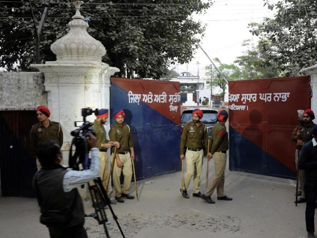 A view of the maximum-security Nabha jail from where six inmates including two terrorists escaped on Sunday, November 27, 2016.(Bharat Bhushan / HT Photo)