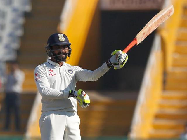 Ravindra Jadeja notched up his third fifty and second against England as he took the game away. (Photo by: Deepak Malik/ BCCI/ SPORTZPICS)