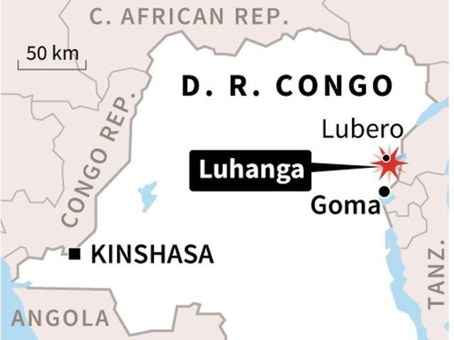 Map of the DR Congo, locating Sunday's attack on the Hutu village of Luhanga. (AFP) Map of the DR Congo, locating Sunday's attack on the Hutu village of Luhanga. (AFP)