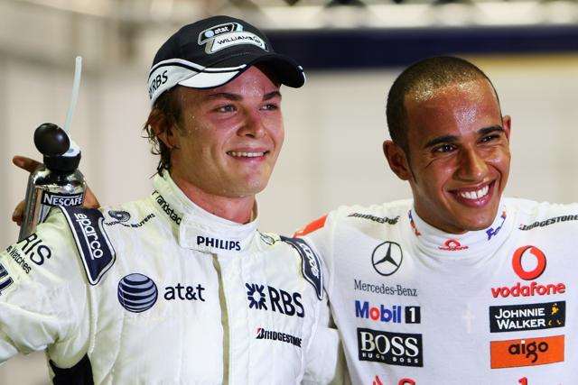 Nico Rosberg and Mercedes team mate Lewis Hamilton, a triple world champion, were team mates in go-karts in 2000. (Getty Images) Nico Rosberg and Mercedes team mate Lewis Hamilton, a triple world champion, were team mates in go-karts in 2000. (Getty Images)