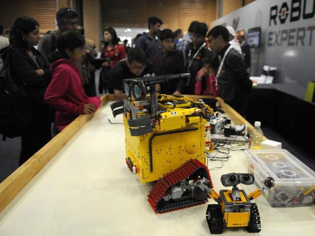 The 13th World Robot Olympiad finals was held on Sunday.(Sunil Ghosh/HT)