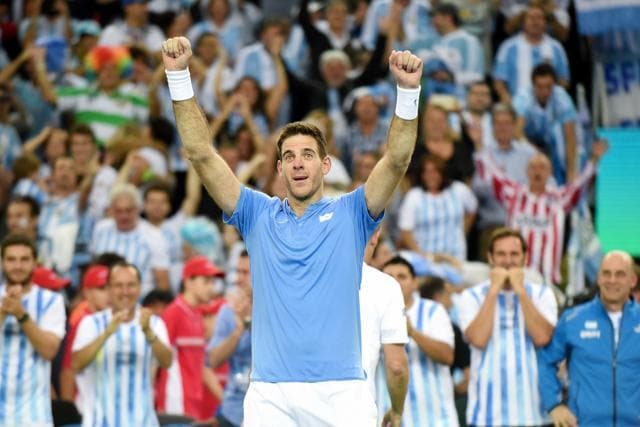 Juan Martin del Potro came back from two sets down against Marin Cilic as Argentina drew level in a crunch game in the Davis Cup. (AFP) Juan Martin del Potro came back from two sets down against Marin Cilic as Argentina drew level in a crunch game in the Davis Cup. (AFP)