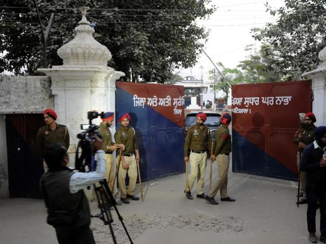 View of the maximum-security Nabha jail from where six inmates including gangsters and terrorists fled on Sunday, November 27, 2016.(Bharat Bhushan / HT Photo)