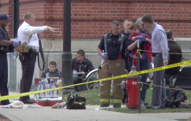 A girl is led to an ambulance by emergency personnel following an attack at Ohio State University's campus in Columbus, Ohio. (Reuters) A girl is led to an ambulance by emergency personnel following an attack at Ohio State University's campus in Columbus, Ohio. (Reuters)