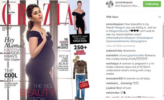Sonam Kapoor posted a special message for Kareena on her Instagram profile. (Sonamkapoor/Instagram)