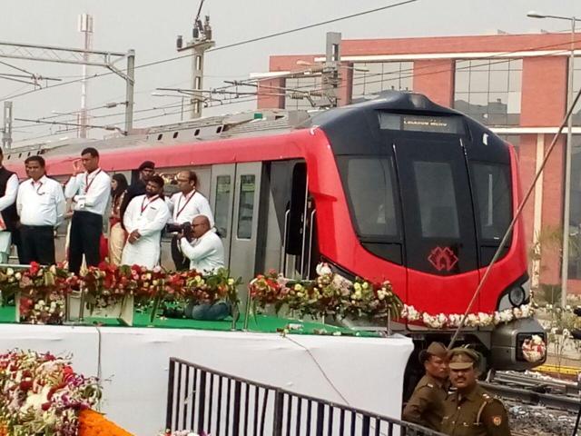 Work on Phase 1A of the metro project began in 2014. (HT Photo) Work on Phase 1A of the metro project began in 2014. (HT Photo)