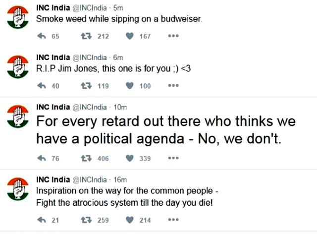 A screen shot of the Congress’s official Twitter page after it was allegedly hacked into. A screen shot of the Congress’s official Twitter page after it was allegedly hacked into.