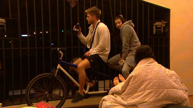 Bani and Jason cycle during the night to ensure lights stay switched off. (Colors)