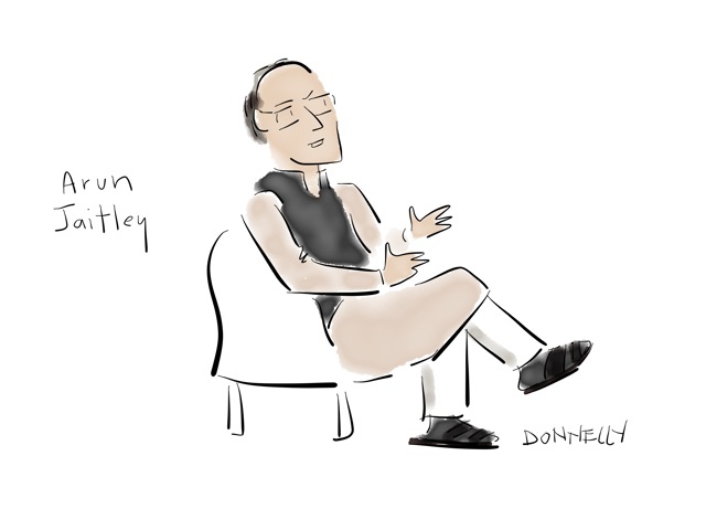 Live sketch of finance minister Arun Jaitley. (Liza Donnelly) Live sketch of finance minister Arun Jaitley. (Liza Donnelly)