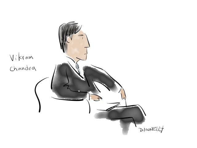 Liza Donnelly’s sketch of NDTV’s consulting editor Vikram Chandra. Liza Donnelly’s sketch of NDTV’s consulting editor Vikram Chandra.