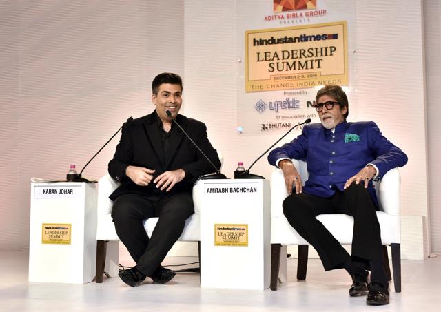 Amitabh Bachchan in conversation with Karan Johar during Hindustan Times Leadership Summit at Taj Palace, New Delhi, on Friday. (Arun Sharma/HT Photo) Amitabh Bachchan in conversation with Karan Johar during Hindustan Times Leadership Summit at Taj Palace, New Delhi, on Friday. (Arun Sharma/HT Photo)