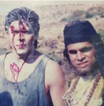 Shah Rukh Khan with Gosu Makrani during the shoot of Trimurti in 1994. Shah Rukh Khan with Gosu Makrani during the shoot of Trimurti in 1994.