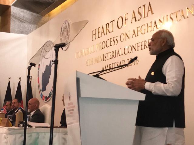 PM Modi addresses the Heart of Asia conference in Amritsar on Sunday (Twitter/@MEAIndia) PM Modi addresses the Heart of Asia conference in Amritsar on Sunday (Twitter/@MEAIndia)