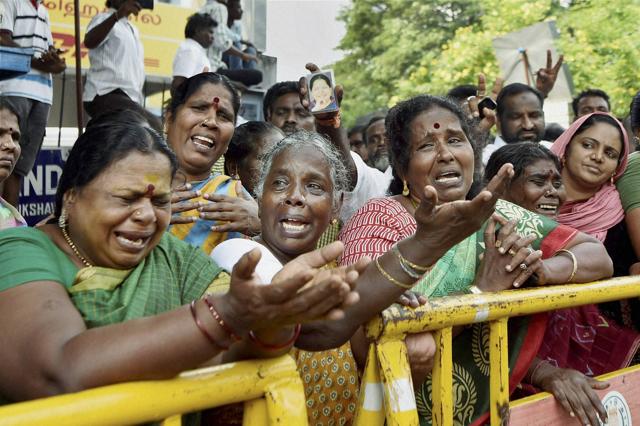 Supporters of Tamil Nadu chief minister Jayalalithaa wailing outside the Apollo hospital. (PTI) Supporters of Tamil Nadu chief minister Jayalalithaa wailing outside the Apollo hospital. (PTI)