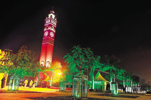 City’s famous Clock Tower and the renovated pathway. (HT Photo)
