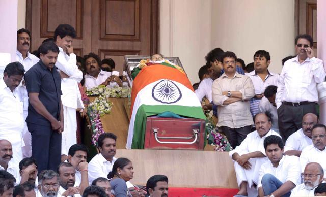 People attend late CM Jayalalitha’s funeral at Rajaji hall in Chennai on Tuesday. The city is scheduled to host the fifth and final India vs England cricket Test from December 16 (HT Photo) People attend late CM Jayalalitha’s funeral at Rajaji hall in Chennai on Tuesday. The city is scheduled to host the fifth and final India vs England cricket Test from December 16 (HT Photo)