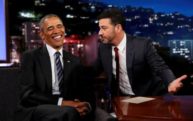 Jimmy Kimmel with US President Barack Obama on his show, Jimmy Kimmel Live!, in Los Angeles, on October 24. (Reuters)