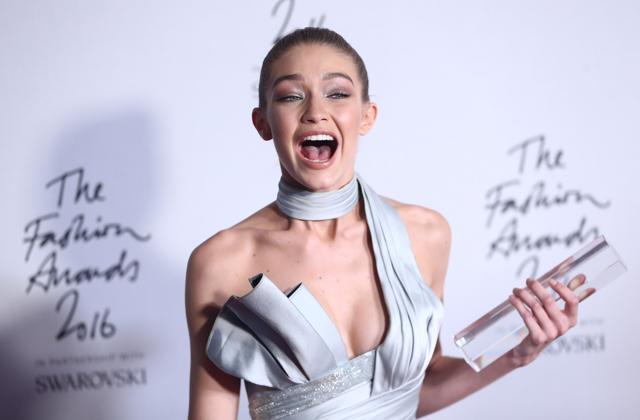 Gigi Hadidat at the Fashion Awards in London on Monday. (Reuters) Gigi Hadidat at the Fashion Awards in London on Monday. (Reuters)