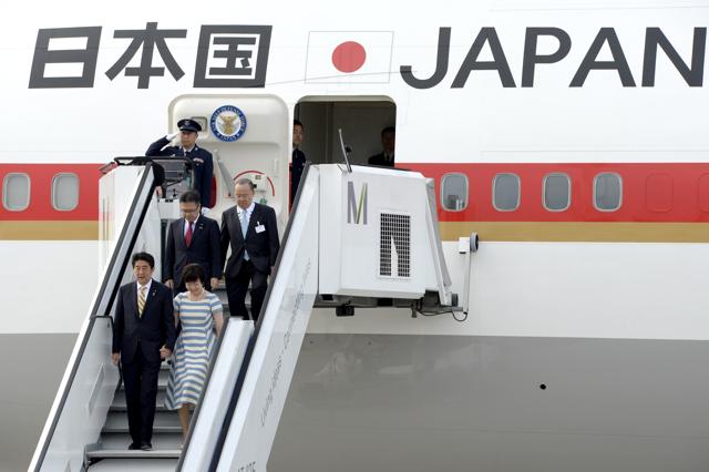 Japanese Prime Minister Shinzo Abe (L) and his wife Akie Abe (R) arrive in Munich, Germany, in 2016 on the Japan’s Air Force One, the country’s official jet for the president and Emperor. (AFP) Japanese Prime Minister Shinzo Abe (L) and his wife Akie Abe (R) arrive in Munich, Germany, in 2016 on the Japan’s Air Force One, the country’s official jet for the president and Emperor. (AFP)