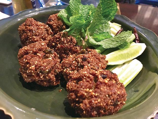 Northern pork salad turned into crisp spicy balls are the standout dish at the Nara branch at the Central Embassy mall in Bangkok Northern pork salad turned into crisp spicy balls are the standout dish at the Nara branch at the Central Embassy mall in Bangkok