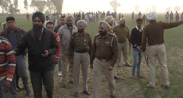 Police and forest officials in the village. (HT Photo)