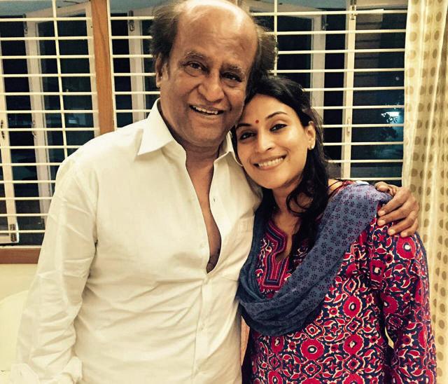 Aishwaryaa with her father, superstar Rajinikanth (Aishwaryaa’s Twitter account)