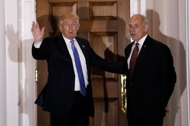 US President-elect Donald Trump appears with retired Marine Corps General John Kelly outside the main clubhouse after their meeting at Trump National Golf Club in Bedminster, New Jersey on November 20. (REUTERS) US President-elect Donald Trump appears with retired Marine Corps General John Kelly outside the main clubhouse after their meeting at Trump National Golf Club in Bedminster, New Jersey on November 20. (REUTERS)