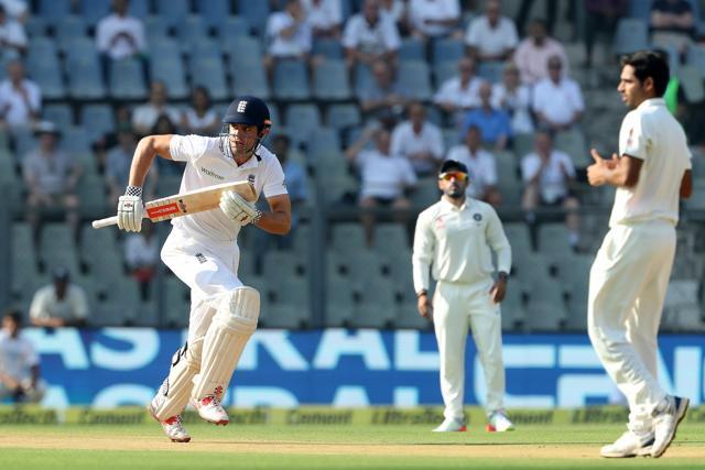 Alastair Cook started off positively in the Mumbai Test after England chose to bat. (BCCI)