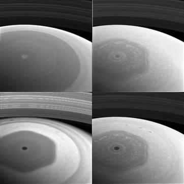 A collage of images from NASA’s Cassini spacecraft shows Saturn’s northern hemisphere and rings as viewed with four different spectral filters. (NASA/ Official website)