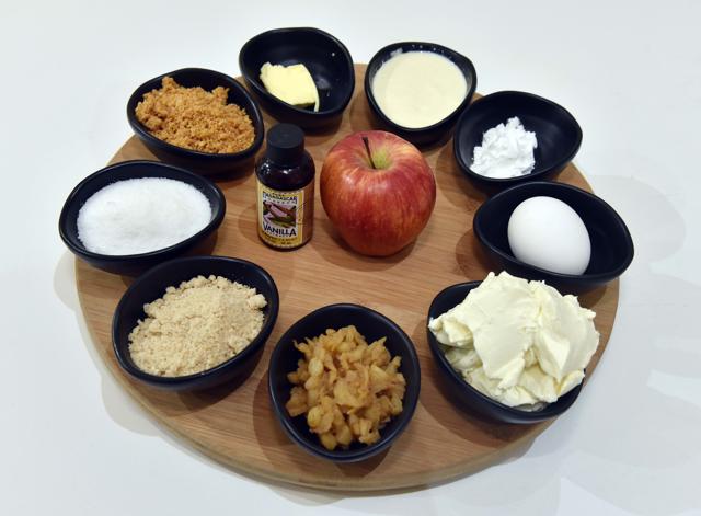 Mumbai, India - Dec. 3, 2016:Ingredients of apple vanilla bean cheese cake with streusel topping at Wisk in Mumbai, India, on Saturday, December 3, 2016. (Photo by Pratham Gokhale/ Hindustan Times) (Pratham Gokhale/HT PHOTO)