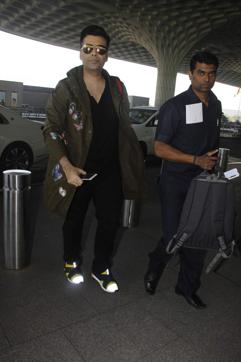 Filmmaker Karan Johar recently wore a jacket with embroidered patches. (Viral Bhayani)