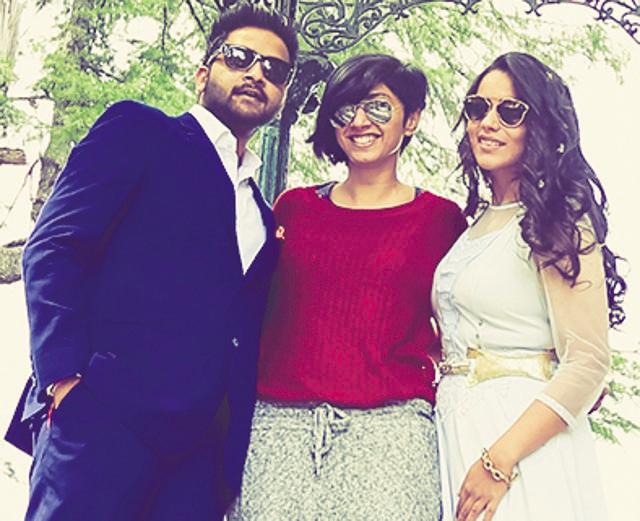 ‘I had to sneak the groom into the bride’s room because she had started hyperventilate about moving from Delhi to Ludhiana,’ says Morvi Kumari, seen here with that bride and groom.