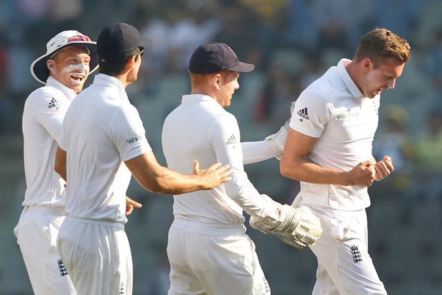 Jake Ball struck second ball on day three as he removed Cheteshwar Pujara for 47. (Photo by: Deepak Malik/ BCCI/ SPORTZPICS)