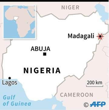 Map locating Madagali in Nigeria, where at least 45 people were killed by suicide bombers. (AFP) Map locating Madagali in Nigeria, where at least 45 people were killed by suicide bombers. (AFP)
