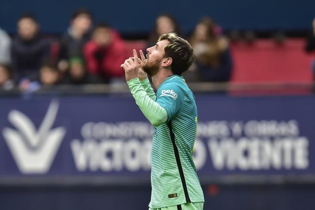 FC Barcelona's Lionel Messi scored a brace against Osasuna. (AP) FC Barcelona's Lionel Messi scored a brace against Osasuna. (AP)