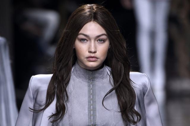 American model Gigi Hadid presents a creation for Balmain. (AFP) American model Gigi Hadid presents a creation for Balmain. (AFP)