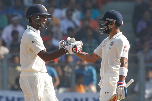 Virat Kohli and Jayant Yadav put India in the driver’s seat in Mumbai with their 241-run partnership (BCCI)