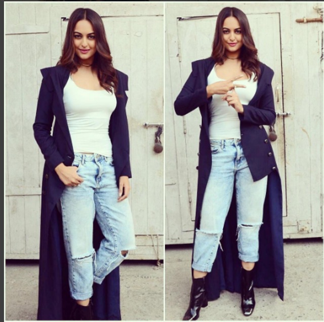 We love how Sonakshi Sinha turns a casual outfit into a formal one. (Sonakshi Sinha/Instagram)