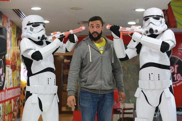 The Stormtroopers hold RJ Addy hostage while they pose for a shoot. (Amal KS/HT Photo)