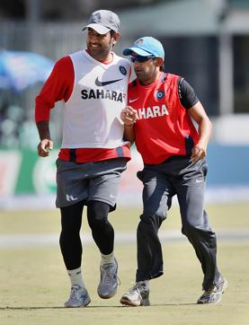 Mahendra Singh Dhoni and Gautam Gambhir playing football during a practice session before a 2011 World Cup match at MA Chidambaram Stadium, in Chennai. (Photo: Ajay Aggarwal) (Hindustan Times) Mahendra Singh Dhoni and Gautam Gambhir playing football during a practice session before a 2011 World Cup match at MA Chidambaram Stadium, in Chennai. (Photo: Ajay Aggarwal) (Hindustan Times)