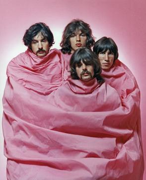 Pink Floyd in August 1968 in Los Angeles. (L-R) Nick Mason, Dave Gilmour, Rick Wright (center front), Roger Waters. (Michael Ochs Archives/Getty Images) Pink Floyd in August 1968 in Los Angeles. (L-R) Nick Mason, Dave Gilmour, Rick Wright (center front), Roger Waters. (Michael Ochs Archives/Getty Images)