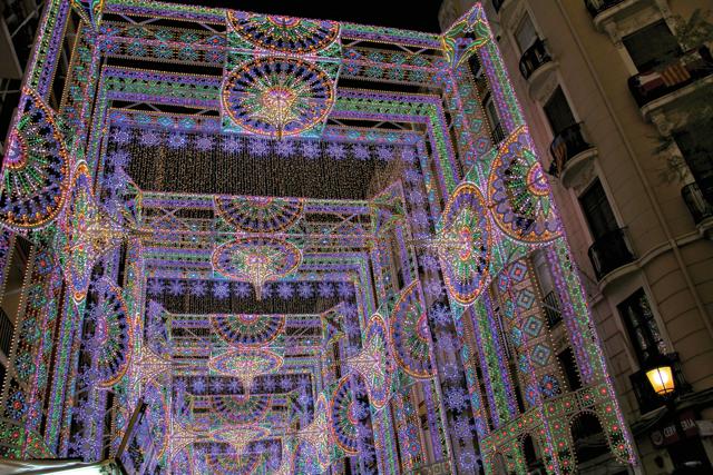 One of the most important aspects of Las Fallas, the streets have a competition with their creative lighting One of the most important aspects of Las Fallas, the streets have a competition with their creative lighting