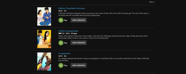 Prime has separate sections based on language, and to cater to local audiences, regional films have been given their own sections.